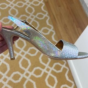 Metallic sling backs by Cynthia Vincent.